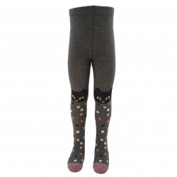 Grey tights for kids Kitten and dots