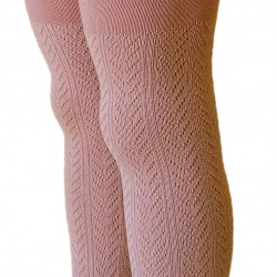 Romantic patterned tights for kids Dusty rose