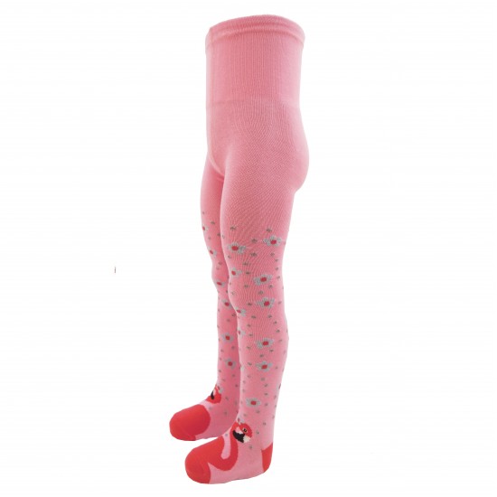 Rožinės pėdkelnės vaikams Flamingai