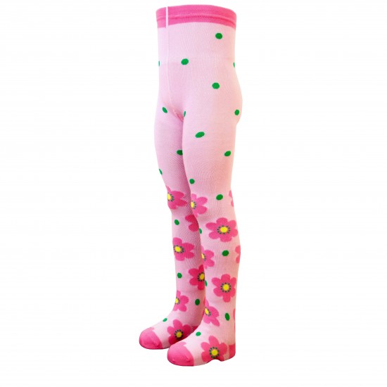 Pink tights for kids Flowers and dots