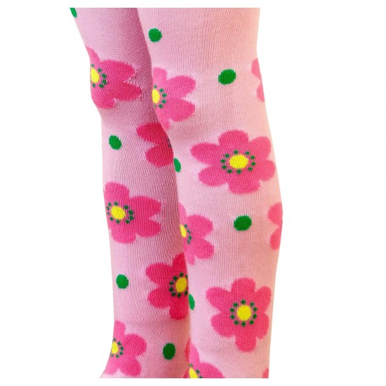 Pink tights for kids Flowers and dots