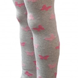 Light grey tights for kids Butterflies (Pearl)