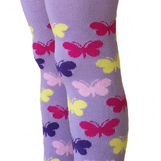 Violetinės pėdkelnės vaikams Margi drugeliai