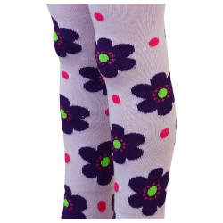 Purple tights for kids Flowers and dots