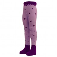 Purple tights for kids Little hearts