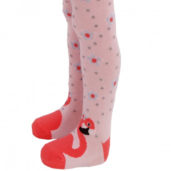 Šviesiai rožinės pėdkelnės vaikams Flamingai
