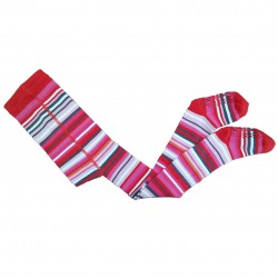Non-slip Red tights for kids Playful stripes