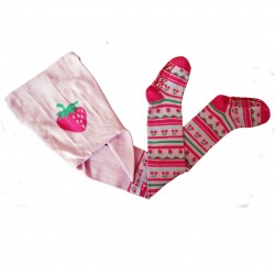 Non-slip Pink tights for kids Strawberry