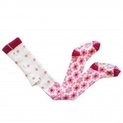 Non-slip Pink tights for kids Small flowers