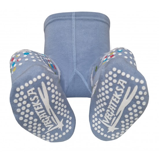 Crawling patterned tights for babies sky blue Clouds