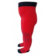 Crawling patterned tights for babies red Dots