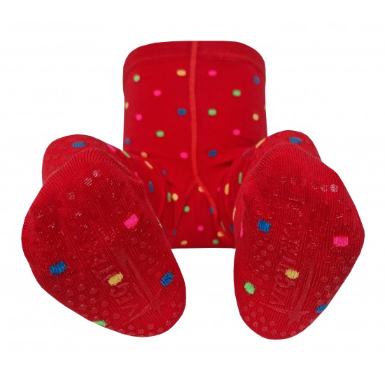 Crawling patterned tights for babies red Peas