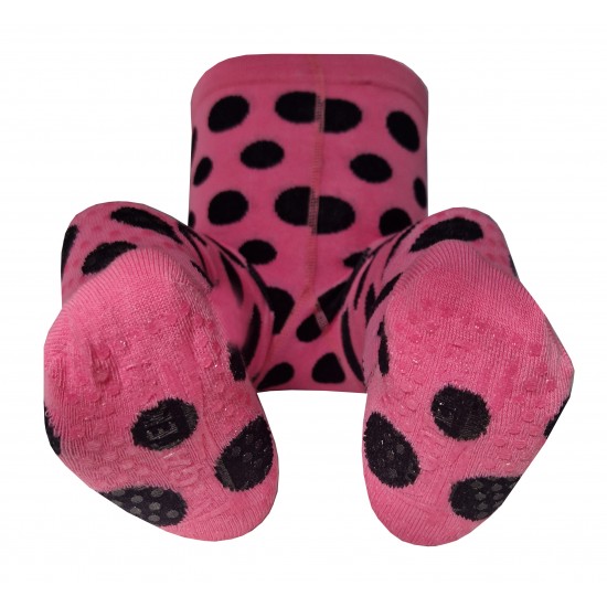 Crawling patterned tights for babies pink Bubbles