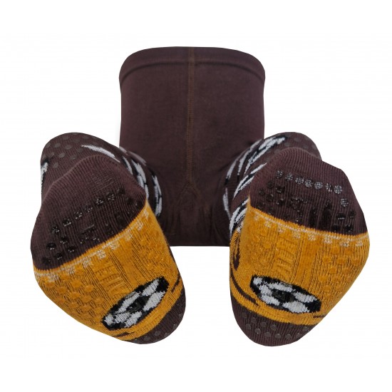 Crawling patterned tights for babies brown Football player
