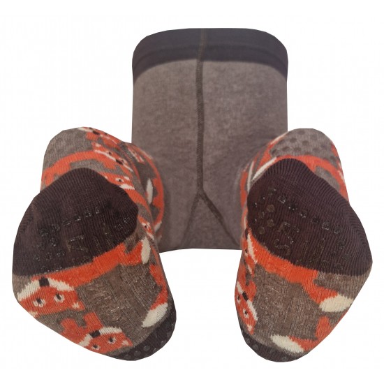 Crawling patterned tights for babies brown Foxs