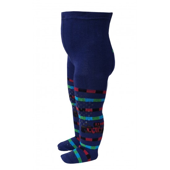 Crawling patterned tights for babies dark blue Formula