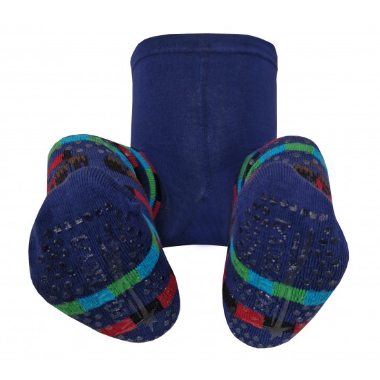 Crawling patterned tights for babies dark blue Formula