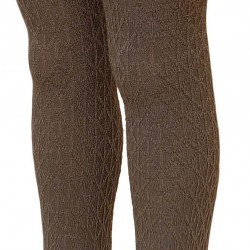 Warm 50% Merino wool tights for kids Brown honeycomb