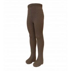 Warm 50% Merino wool tights for kids Brown honeycomb