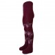 Warm 50% Merino wool tights for kids Bordeaux roses