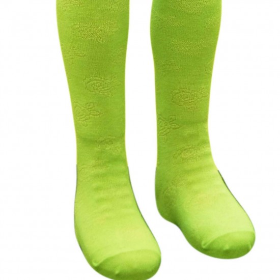 Šiltos 40% Merino vilnos pėdkelnės vaikams Žalios rožytės