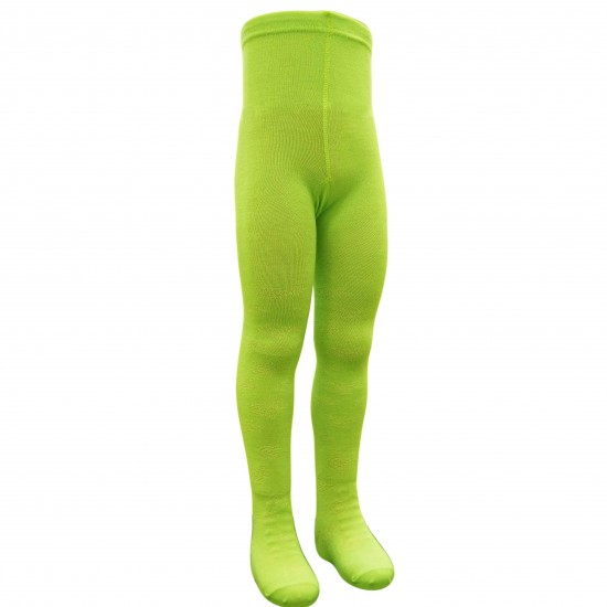 Warm 40% Merino wool tights for kids Green roses