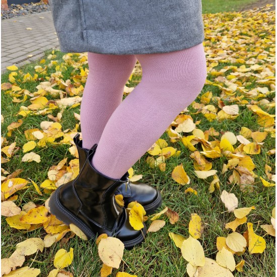 Very soft Extra fine Merino wool Lilac tights for kids