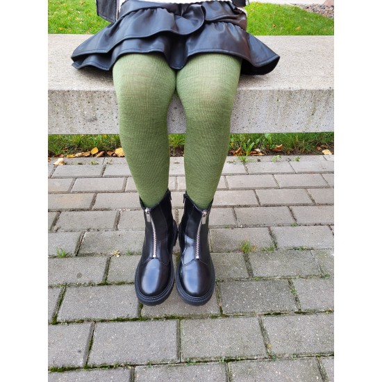 Very soft Extra fine Merino wool Olive tights for kids