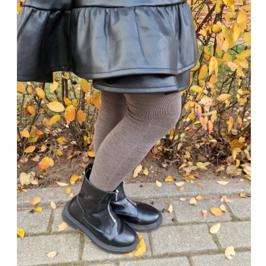 Very soft Extra fine Merino wool Brown tights for kids