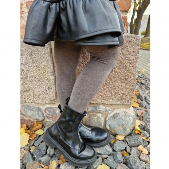Very soft Extra fine Merino wool Brown tights for kids