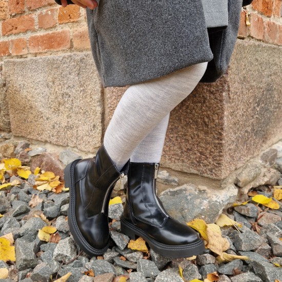 Very soft Extra fine Merino wool Light grey (melange) tights for kids