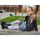 Very soft Extra fine Merino wool Light grey (melange) tights for kids