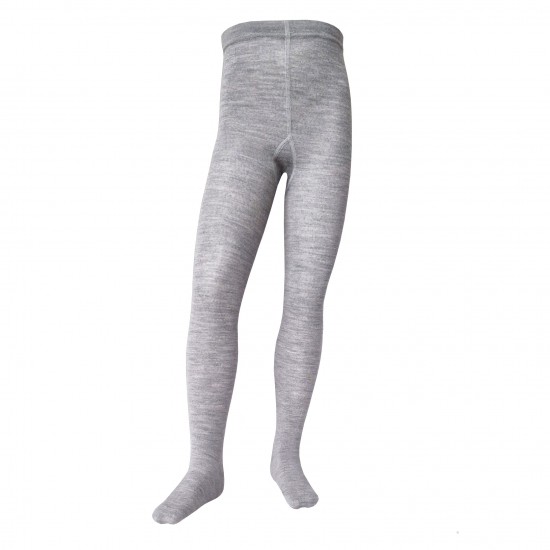 Very soft Extra fine Merino wool Light grey (melange) tights for kids