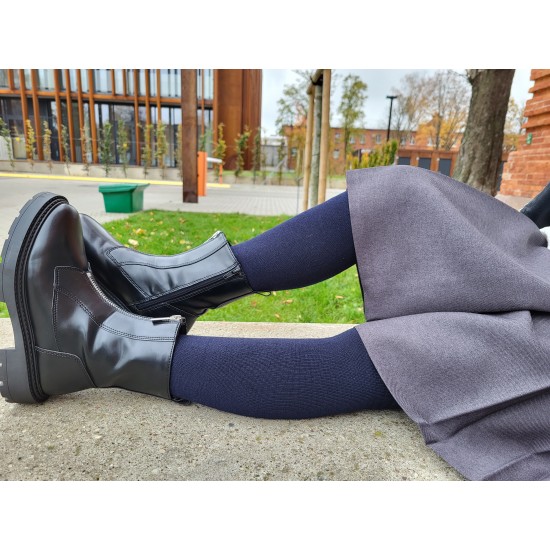Very soft Extra fine Merino wool Dark blue tights for kids