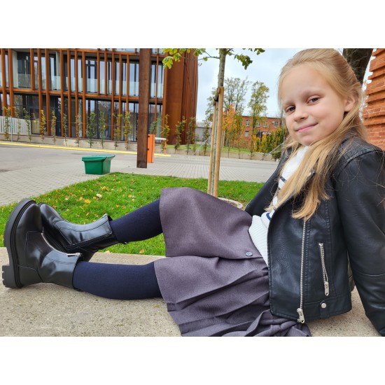 Very soft Extra fine Merino wool Dark blue tights for kids