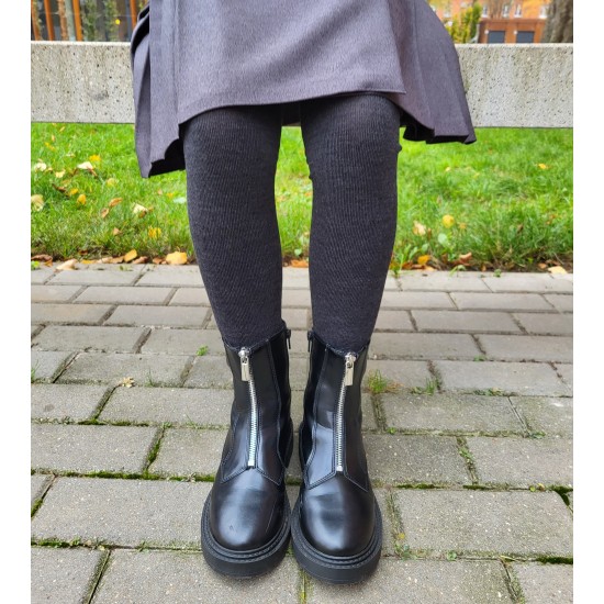 Very soft Extra fine Merino wool Dark grey tights for kids