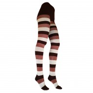 Striped cotton tights for women Bordeaux beige