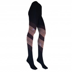 Patterned cotton tights for women Brown stripes