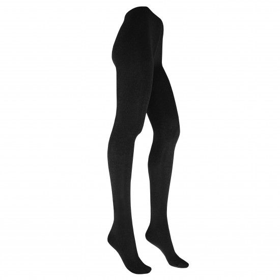 Dark grey melange plain cotton tights for women