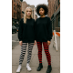 Patterned cotton tights for women Black white