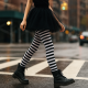 Patterned cotton tights for women Black white