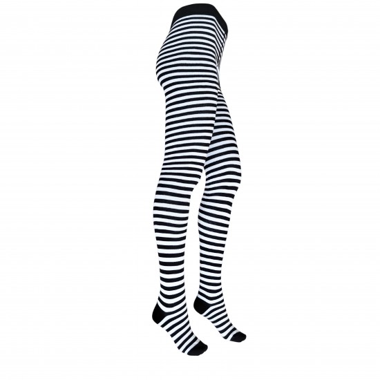 Patterned cotton tights for women Black white