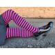 Patterned cotton tights for women Black cyclamen