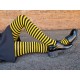 Patterned cotton tights for women Black yellow