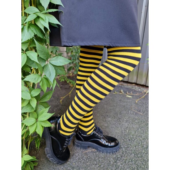 Patterned cotton tights for women Black yellow