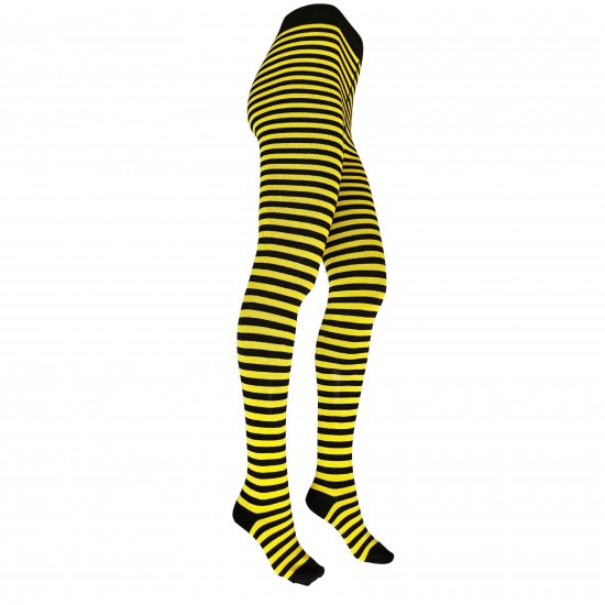 Patterned cotton tights for women Black yellow