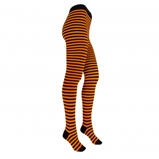Patterned cotton tights for women Black orange