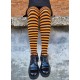 Patterned cotton tights for women Black orange
