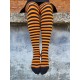 Patterned cotton tights for women Black orange