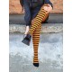 Patterned cotton tights for women Black orange